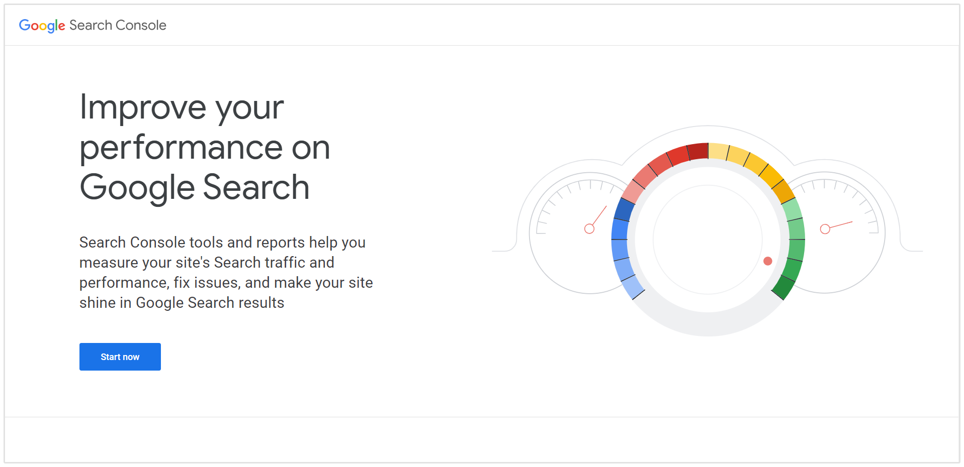 Pagina iniziale di Google Search Console